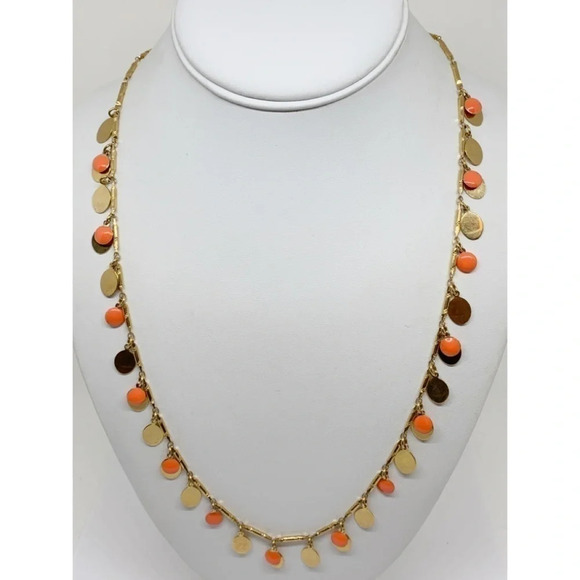 J. Crew Gold & Orange Cha Cha Necklace - Picture 1 of 2